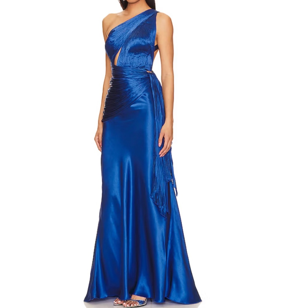 One-Shoulder Royal Blue Evening Gown